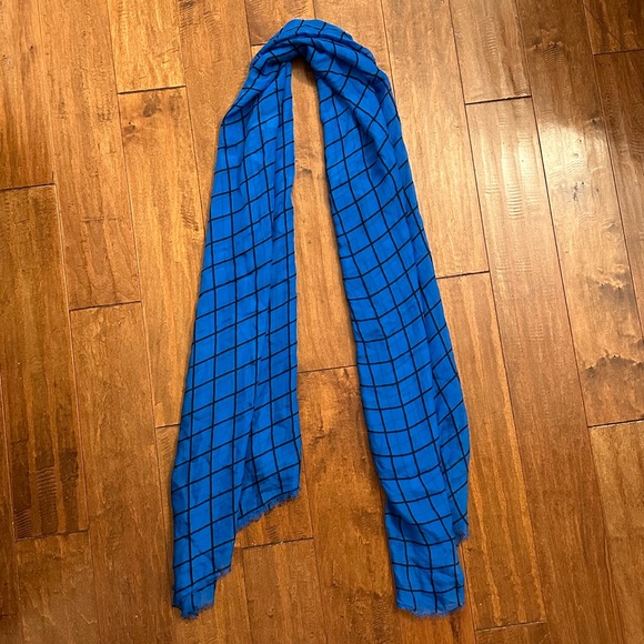 J. Crew Cerulean Blue Window Pane Silk Scarf - Picture 3 of 10